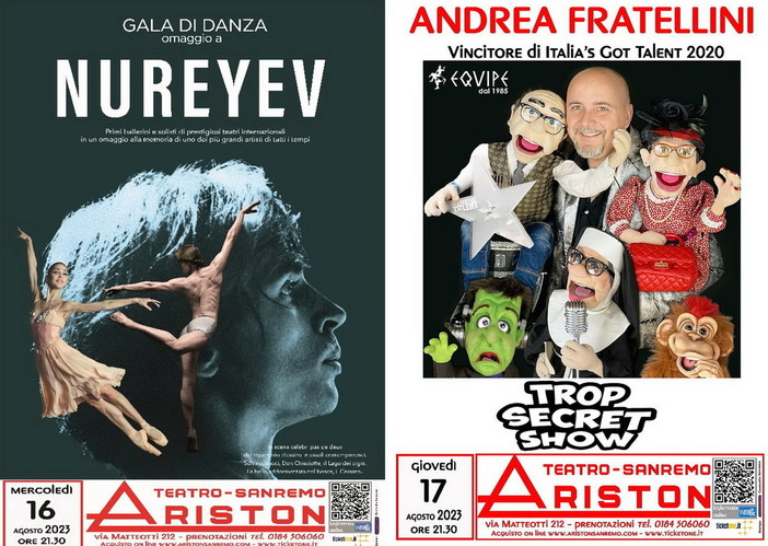 Sanremo: omaggio a Rudolf Nureyev show di Andrea Fratellini, due spettacoli all'Ariston