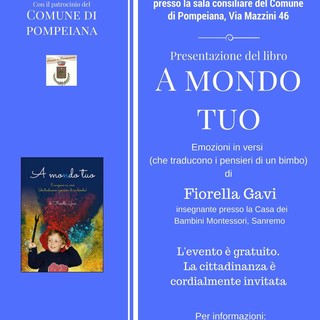 Pompeiana: questo pomeriggio la presentazione del libro “A mondo tuo” di Fiorella Gavi