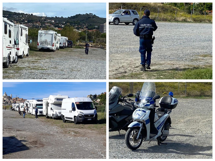 Imperia, blitz dei vigili: via i camper abusivi dall'area a fianco del Parco urbano (foto)