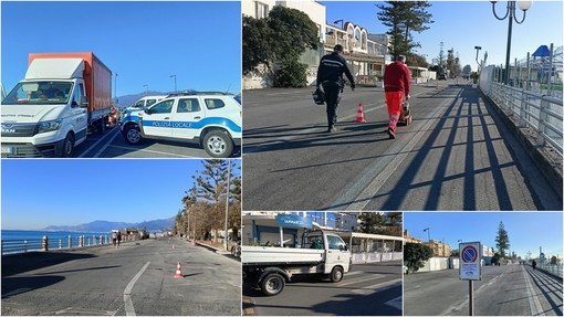 Bordighera, rifacimento della segnaletica orizzontale: iniziati i lavori sul lungomare (Foto e video)