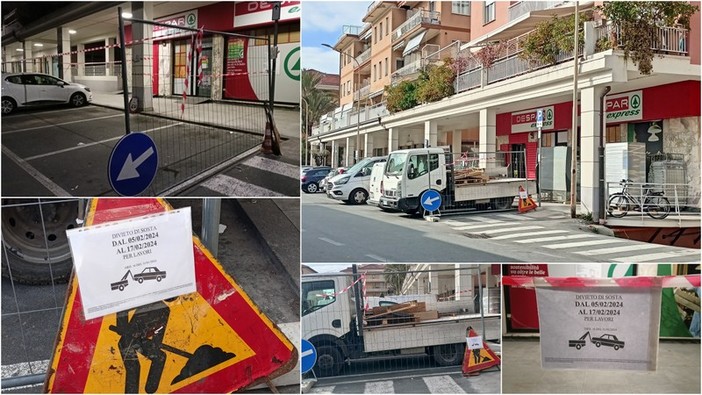 Bordighera, lavori dal 'Despar': scatta il divieto di sosta in via Pasteur (Foto)