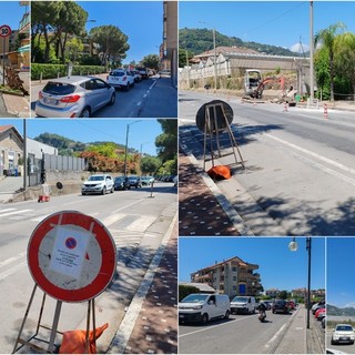 Lavori in via San Rocco, traffico in tilt tra Vallecrosia e Camporosso Mare (Foto e video)