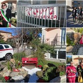 Bordighera contro la violenza sulle donne, alla Cri inaugurate panchina e scarpette rosse (Foto e video)