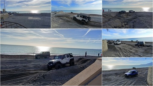 Rombano i motori, auto 4x4 invadono la spiaggia di Bordighera (Foto e video)