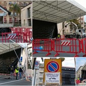 Capodanno in piazza a Bordighera, al via l'installazione del palco (Foto e video)