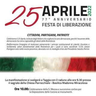 Taggia: ricorrenza del 25 Aprile, ecco il programma della Festa della Liberazione