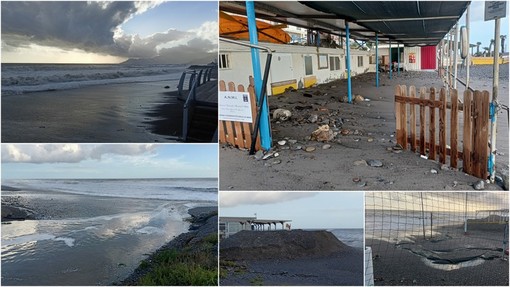 Mareggiata a Vallecrosia: le onde raggiungono la sede dell'associazione dei Marinai (Foto e video)