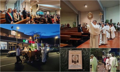 Processione da Maria Ausiliatrice a San Rocco, Vallecrosia celebra il Corpus Domini (Foto e video)