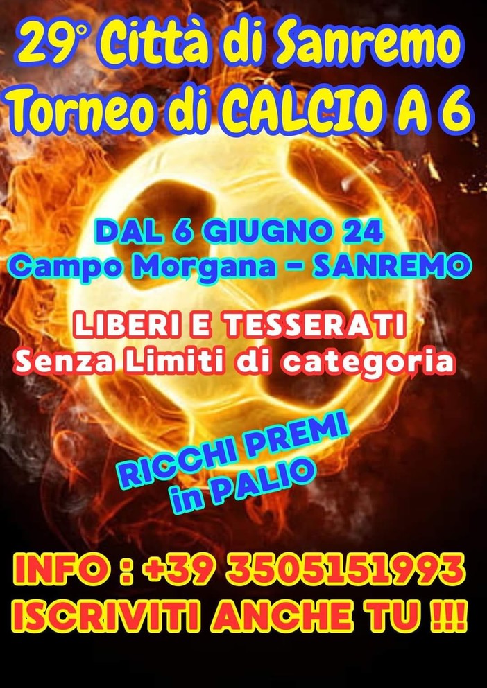 29° Trofeo Città di Sanremo, al via la finale del torneo di calcio a 6