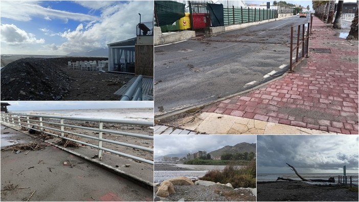 Mareggiata a Camporosso, le onde raggiungono la strada e la ciclopedonale (Foto e video)