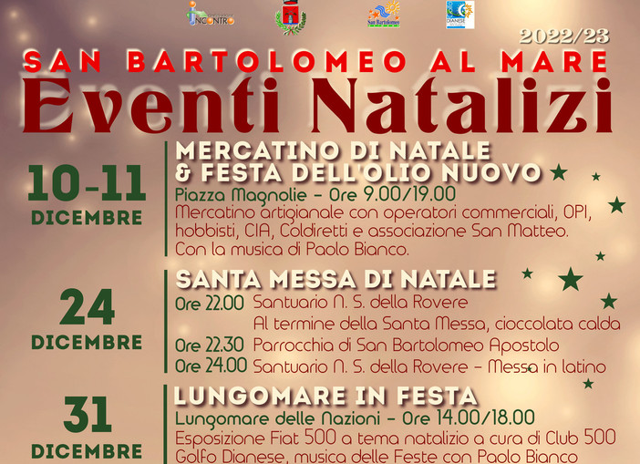 Eventi per il nuovo anno, tutto pronto a San Bartolomeo al Mare