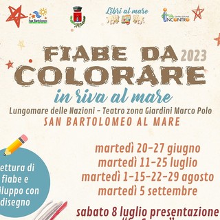 A San Bartolomeo al Mare parte la rassegna  “Fiabe da colorare in riva al mare”