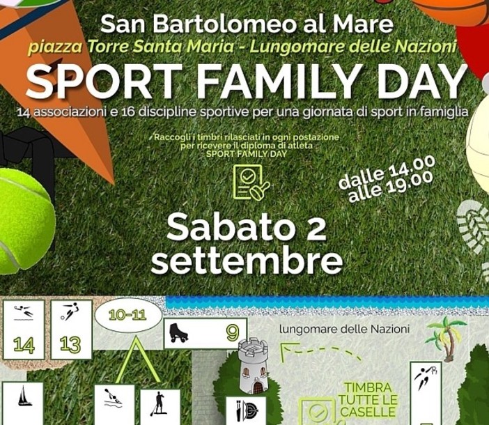 Tutto pronto a San Bartolomeo al Mare per Sport Family Day
