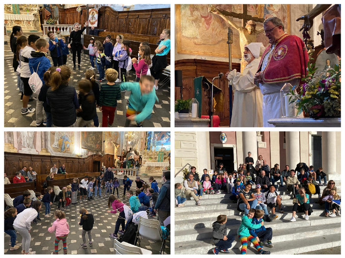 Imperia, bambini-pellegrini in San Pietro al Parasio. Gli animatori: &quot;Sorprendente l’entusiasmo che si respira in questi pomeriggi&quot; (foto)