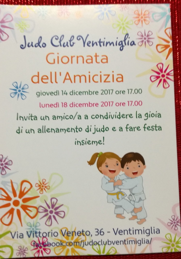 Appuntamento domani con la prima 'Giornata dell’Amicizia' allo Judo Club Ventimiglia