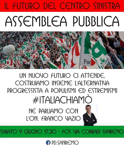 Sanremo: domani, Assemblea pubblica del Partito Democratico dopo la nascita del nuovo governo