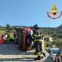 Pompeiana: auto fuori strada in via Valloni, intervento di Vigili del Fuoco e del 118 (Foto)