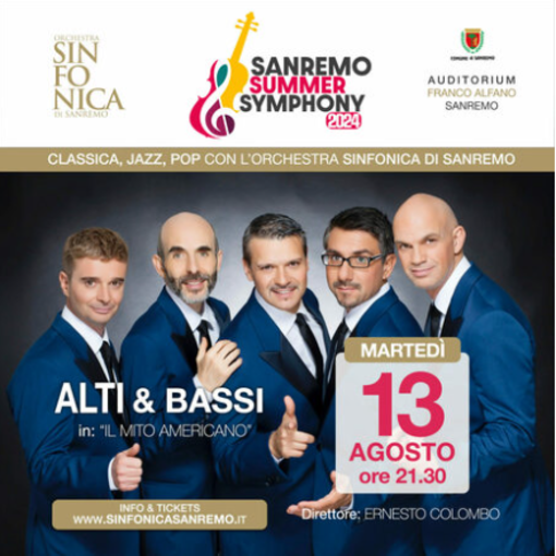 Martedì 13 agosto alla “Sanremo Summer Symphony” il quintetto “Alti &amp; Bassi” per la prima volta con l’Orchestra Sinfonica di Sanremo