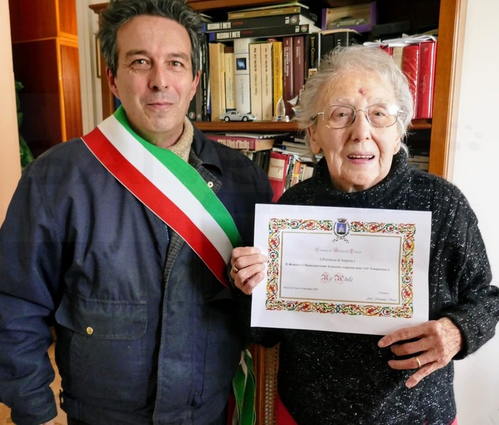 Molini di Triora: grande festa ieri in paese per i 100 anni di Adele 'Aide' Re, gli omaggi del Comune