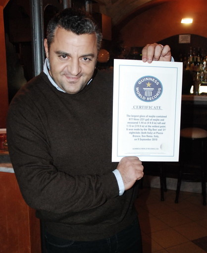 Sanremo: ecco il documento ufficiale del 'Mojito più grande del Mondo'