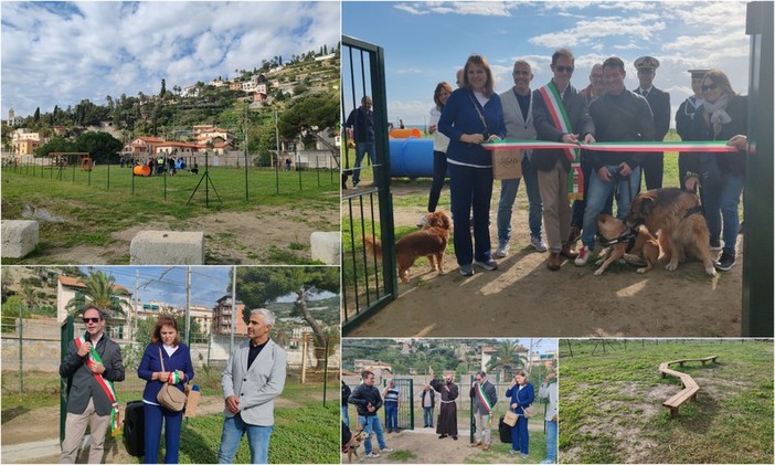 Nuova area cani nell’ex campo sportivo, Bordighera inaugura “Arziglia Bau” (Foto e video)