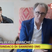Il sindaco Alberto Biancheri durante la puntata di 'Striscia la Notizia' di questa sera