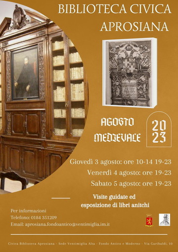 Agosto Medievale nel Fondo Antico della Biblioteca Aprosiana a Ventimiglia Alta