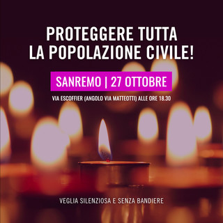 Sanremo: domani veglia silenziosa per chiedere la protezione di tutta la popolazione civile