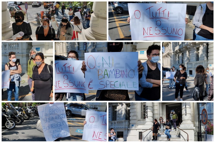 Le immagini della protesta davanti al Comune di Sanremo