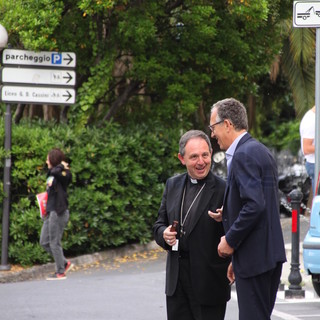 Mons. Antonio Suetta e il Sindaco Alberto Biancheri questa mattina a Palazzo Bellevue