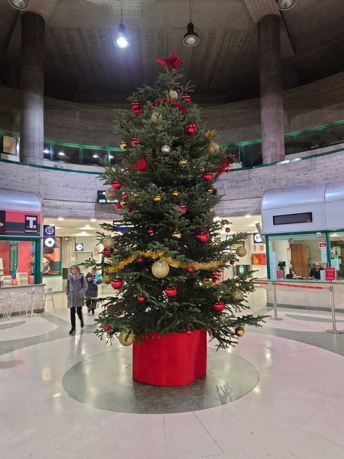 Sanremo: per la prima volta alla stazione ferroviaria di corso Cavallotti allestito l'albero di Natale (Foto)