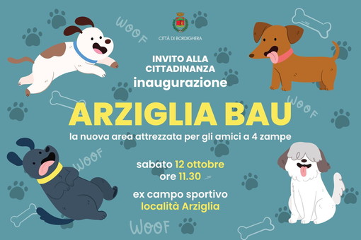 Bordighera: sabato prossimo verrà inaugurata 'Arziglia Bau', la nuova area cani all'ex campo sportivo