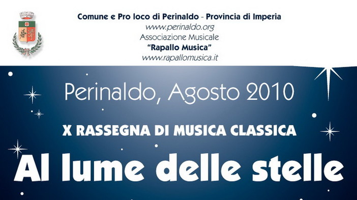 Perinaldo: al via domani la rassegna di musica classica &quot;Al lume delle stelle&quot;