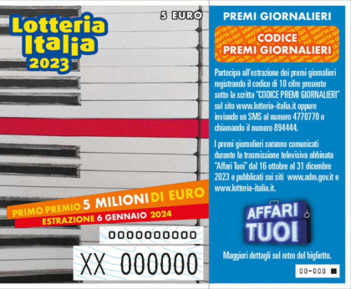 Lotteria Italia: nella nostra provincia i biglietti crescono dell'11%, ne sono stati venduti 20.760