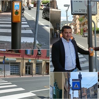 Vallecrosia, nuovi attraversamenti pedonali luminosi sull'Aurelia. Biasi e Fazzari: &quot;Sistema per garantire sicurezza ai pedoni&quot; (Foto e video)