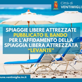 Ventimiglia: al via bando per l’affidamento della quarta spiaggia libera attrezzata ‘Levante’,  in corrispondenza di Via Lamboglia