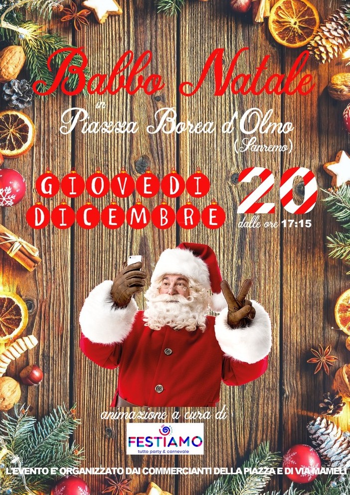 Giovedì 20 dicembre Babbo Natale farà tappa a Sanremo in Piazza Borea d'Olmo