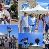 Da Ventimiglia parte la campagna 'sotto l'ombrellone' di Fdi, il senatore Berrino: &quot;Italia vincente con governo Meloni&quot; (Foto e video)