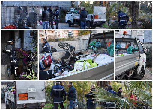 Sanremo: una 'tendopoli' con 7 clochard romeni scoperta dalla Municipale alla stazione ferroviaria (Foto)