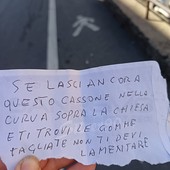 Sanremo: parcheggi in strada Borgo Tinasso, biglietti di minacce &quot;Ti taglio le gomme&quot; (Foto)