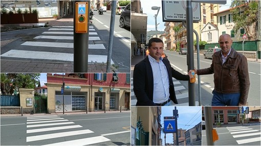 Vallecrosia, nuovi attraversamenti pedonali luminosi sull'Aurelia. Biasi e Fazzari: &quot;Sistema per garantire sicurezza ai pedoni&quot; (Foto e video)