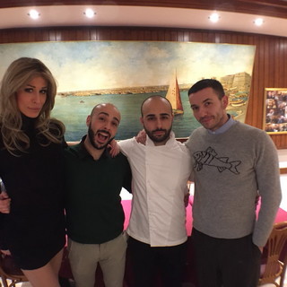 Sanremo: Cristina Bugatty di Pechino Express e Diego Passoni di radio dj al ristorante 'Da Nicò'