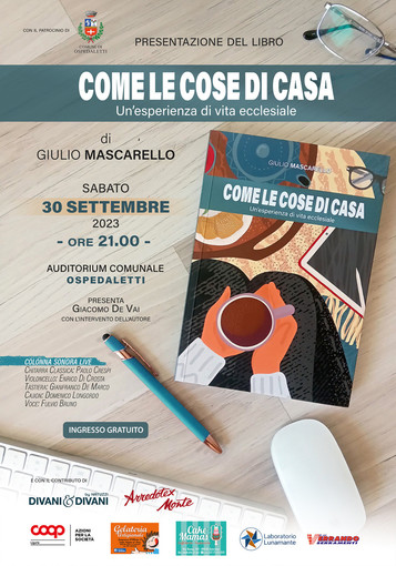 Ospedaletti: all'auditorium comunale la presentazione del libro “Come le cose di casa” di Giulio Mascarello