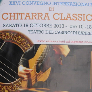 Sanremo: il 19 ottobre prossimo al Casinò la 26a edizione del congresso di chitarra classica