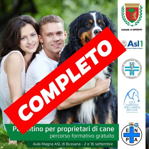 Sanremo: subito sold out il corso per il patentino per proprietari di cani