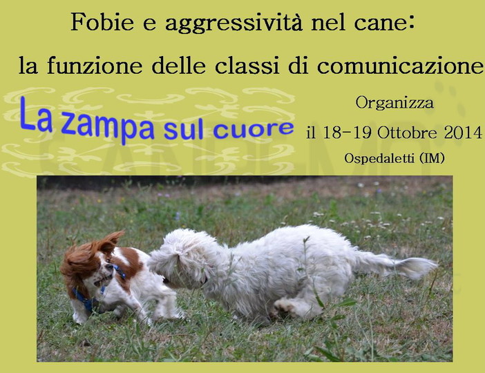 Ospedaletti: il 18 e 19 ottobre a 'La Zampa sul cuore' due giornate dedicate alle 'classi di comunicazione'