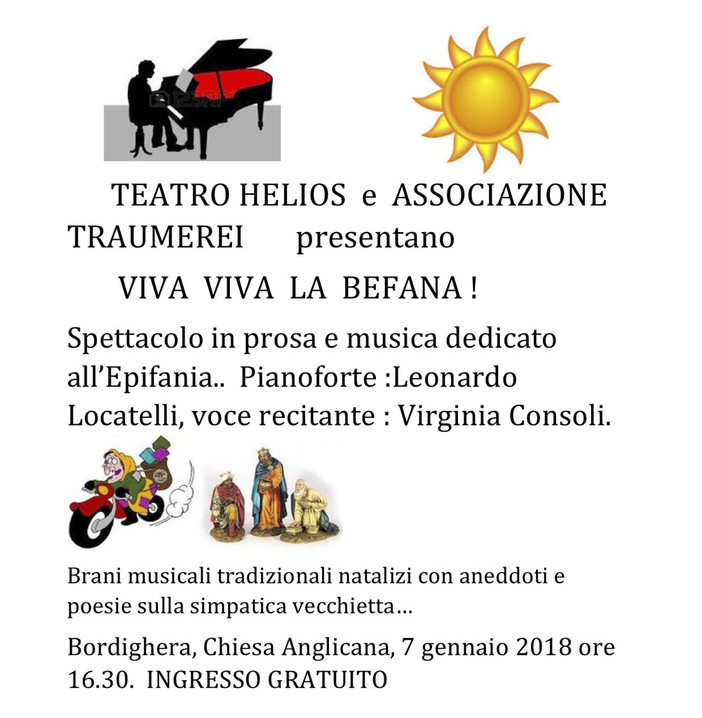 Bordighera: domenica pomeriggio alla chiesa Anglicana lo spettacolo “Viva viva la Befana!”