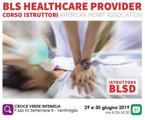 A fine giugno il primo corso istruttori BLS American Heart Association nella sede della Croce Verde Intemelia