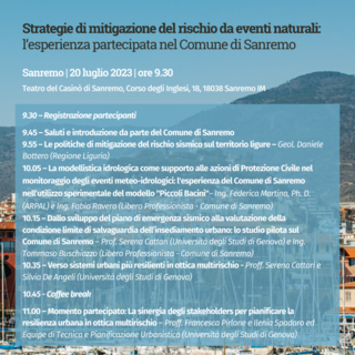 Al Casinò di Sanremo il convegno “Strategie di mitigazione del rischio da eventi naturali”