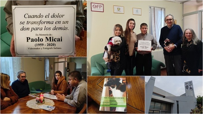 Vallecrosia, a don Rito una targa in memoria di Paolo Micai e una donazione per i bambini della Colombia (Foto e Video)